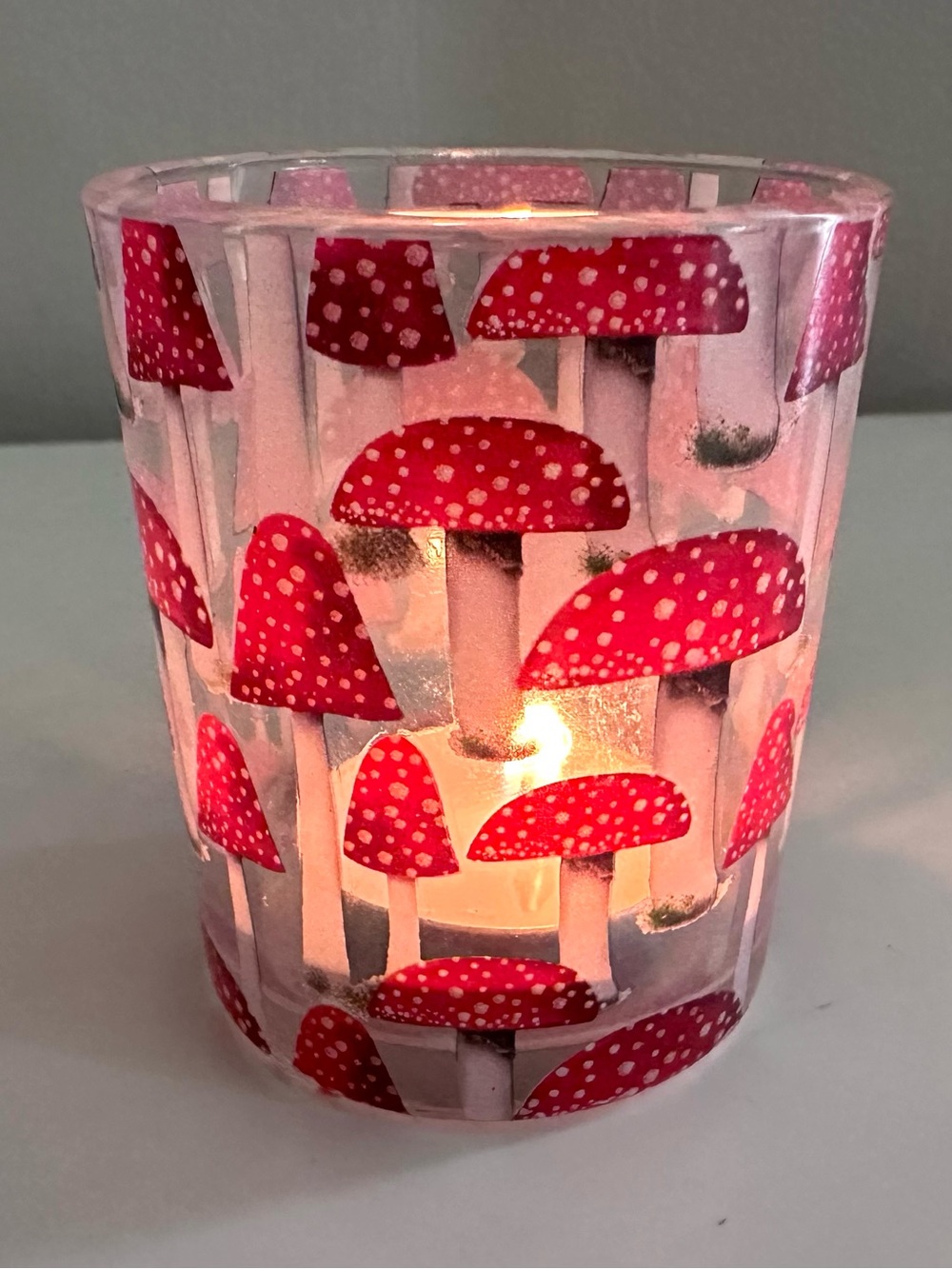 Cute Mushroom Glass Votive Candle Holder
